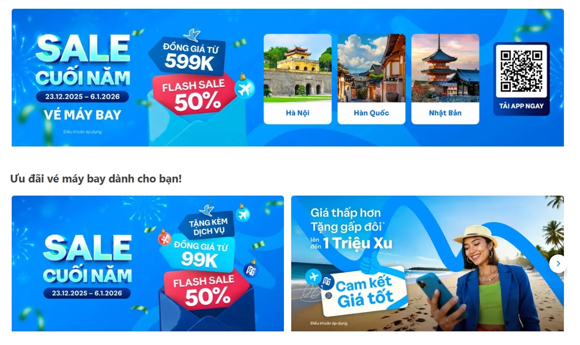 Ưu đãi của Traveloka khi đặt vé Vietnam Airlines